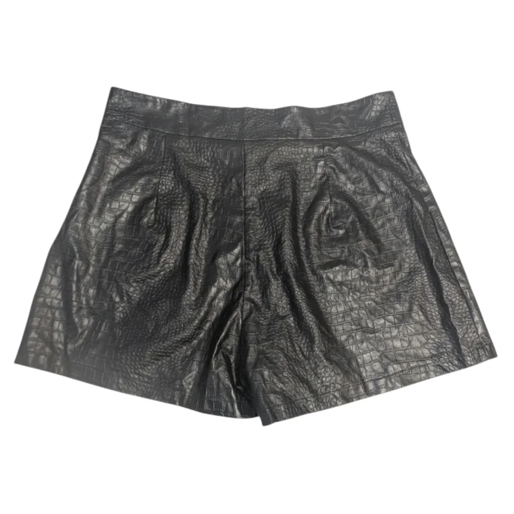 Black Faux Leather‎ Women Shorts